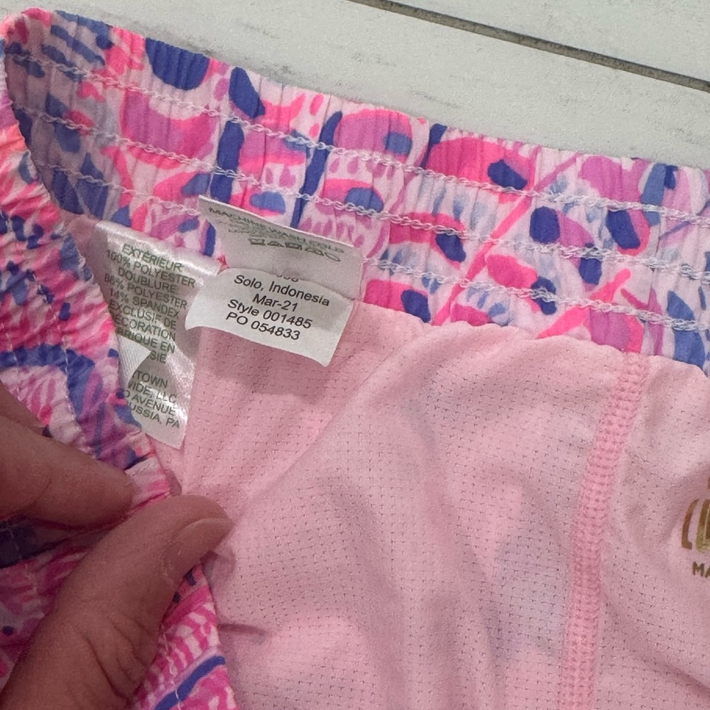 Lilly Pulitzer Pink and Purple Luxletic Ocean Trail Athletic Shorts - Picture 3 of 6
